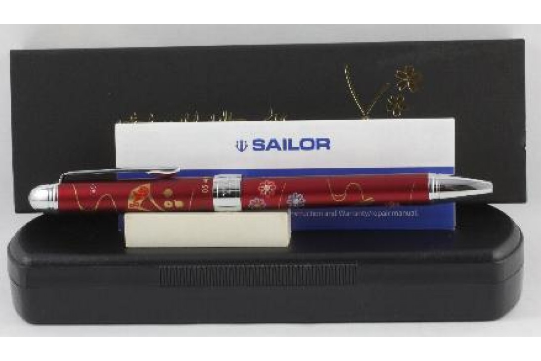 Sailor Yubi Maki-e Kanzashi (Floral Hairpins) Red Multi Function Pen