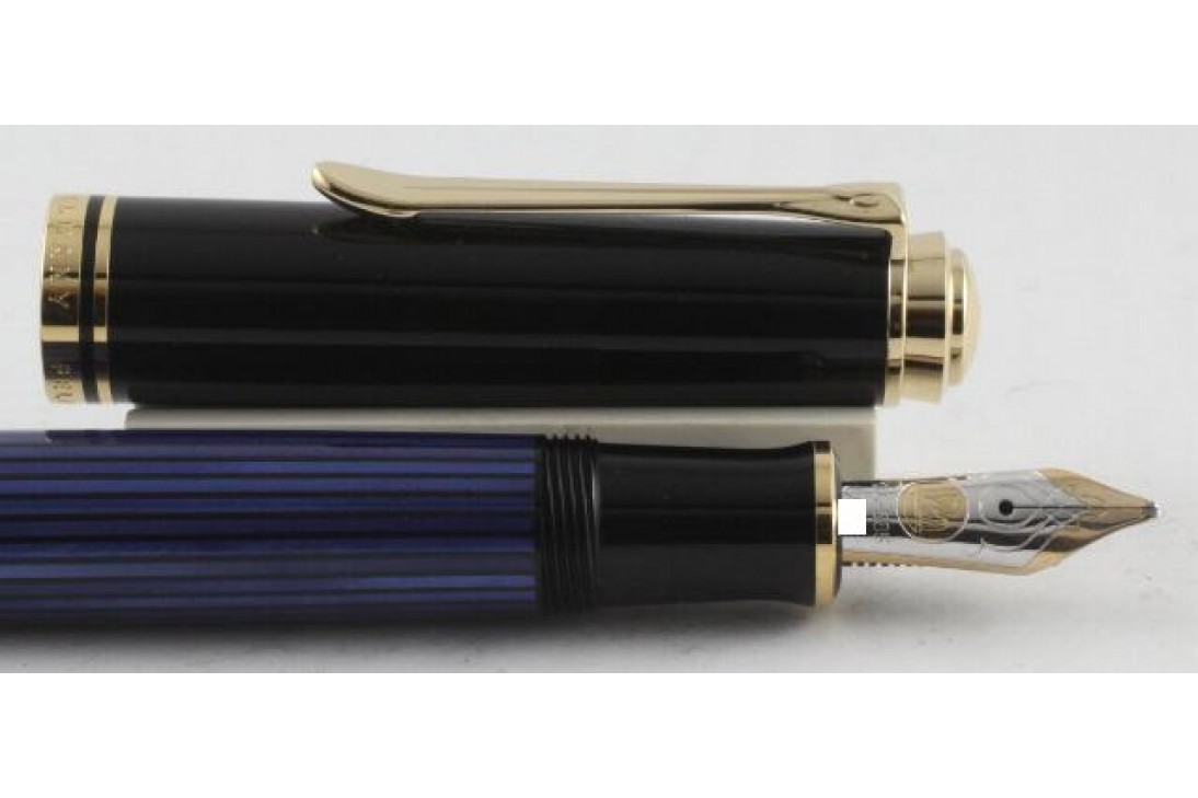 Pelikan Souveran M600 Blue and Black Gold Plated Trim Fountain Pen (New Logo)