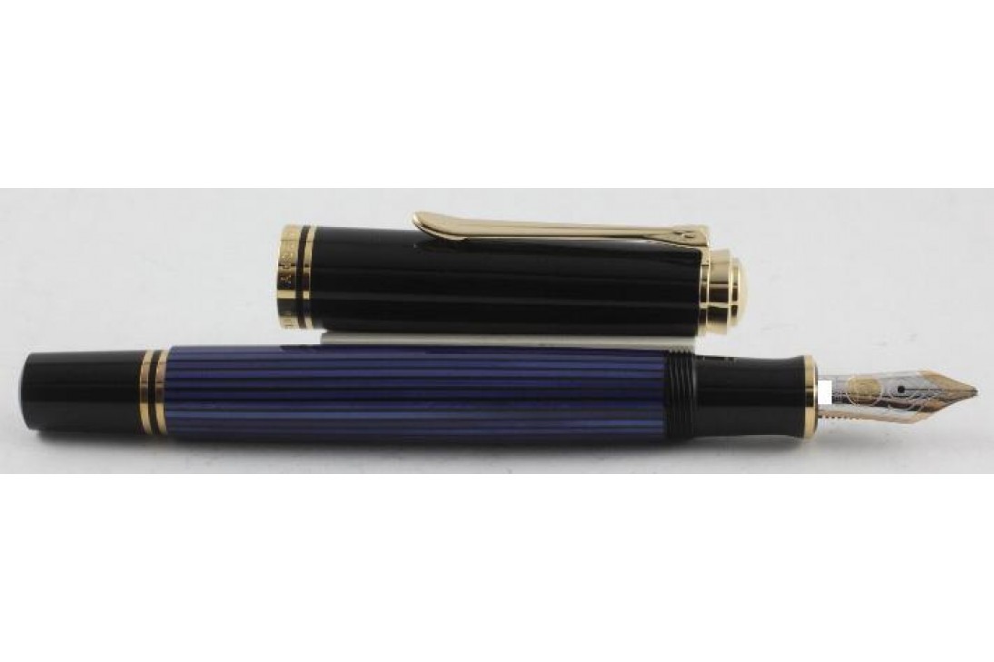 Pelikan Souveran M600 Blue and Black Gold Plated Trim Fountain Pen (New Logo)