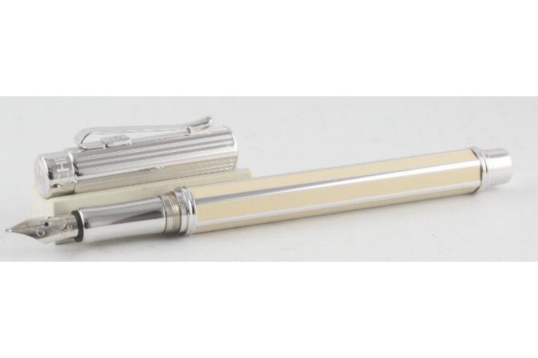 Caran d'Ache Varius Ivory Chinese Lacquer Silver Plated Rhodium Coated Fountain Pen