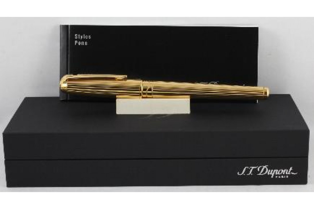 S.T. Dupont Olympio Large Gold Finishes Lines Fountain Pen