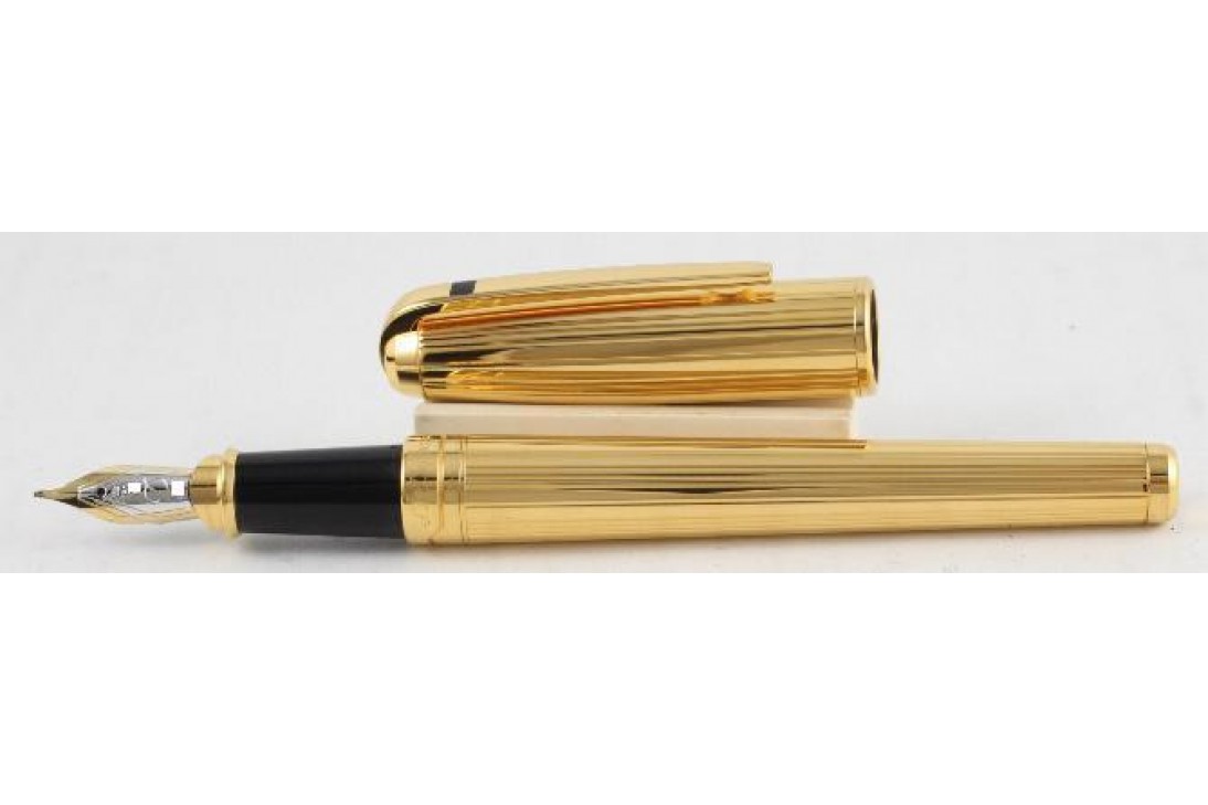 S.T. Dupont Olympio Large Gold Finishes Lines Fountain Pen