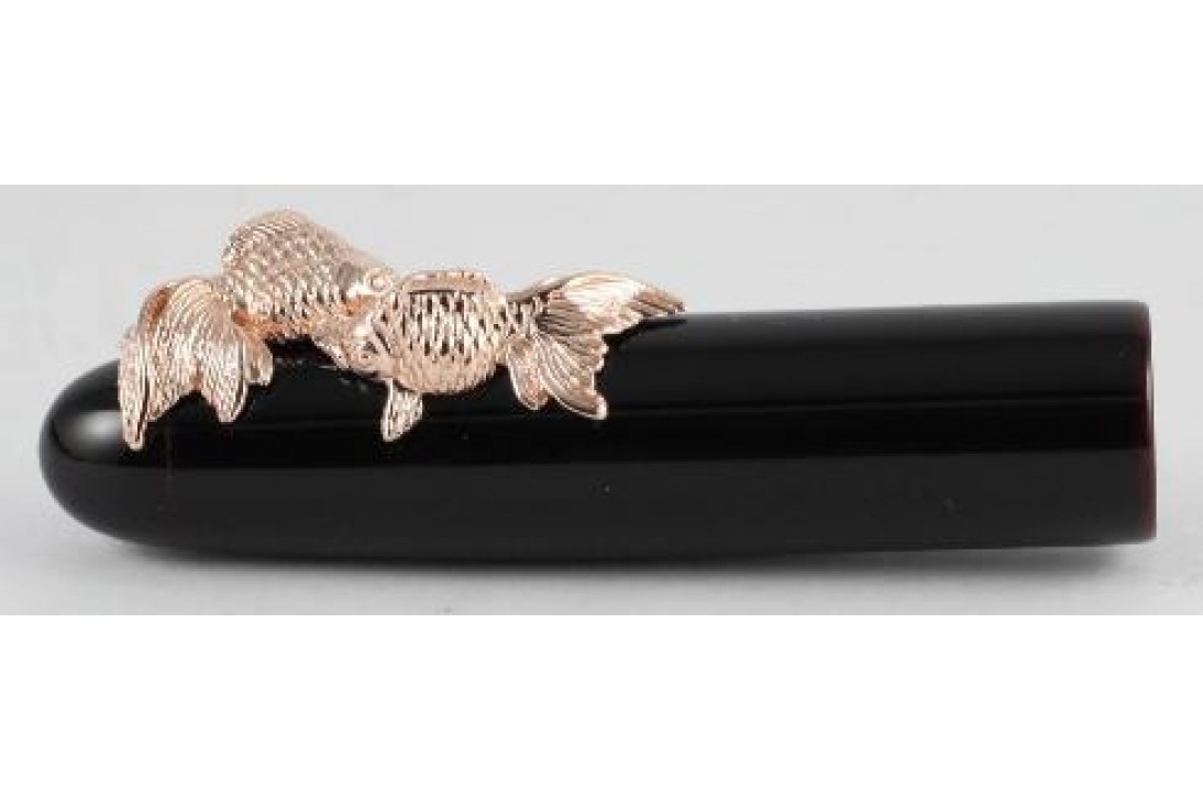 Nakaya Portable Writer Kuro Tamenuri with Gold Fish Anti-roll Fountain Pen