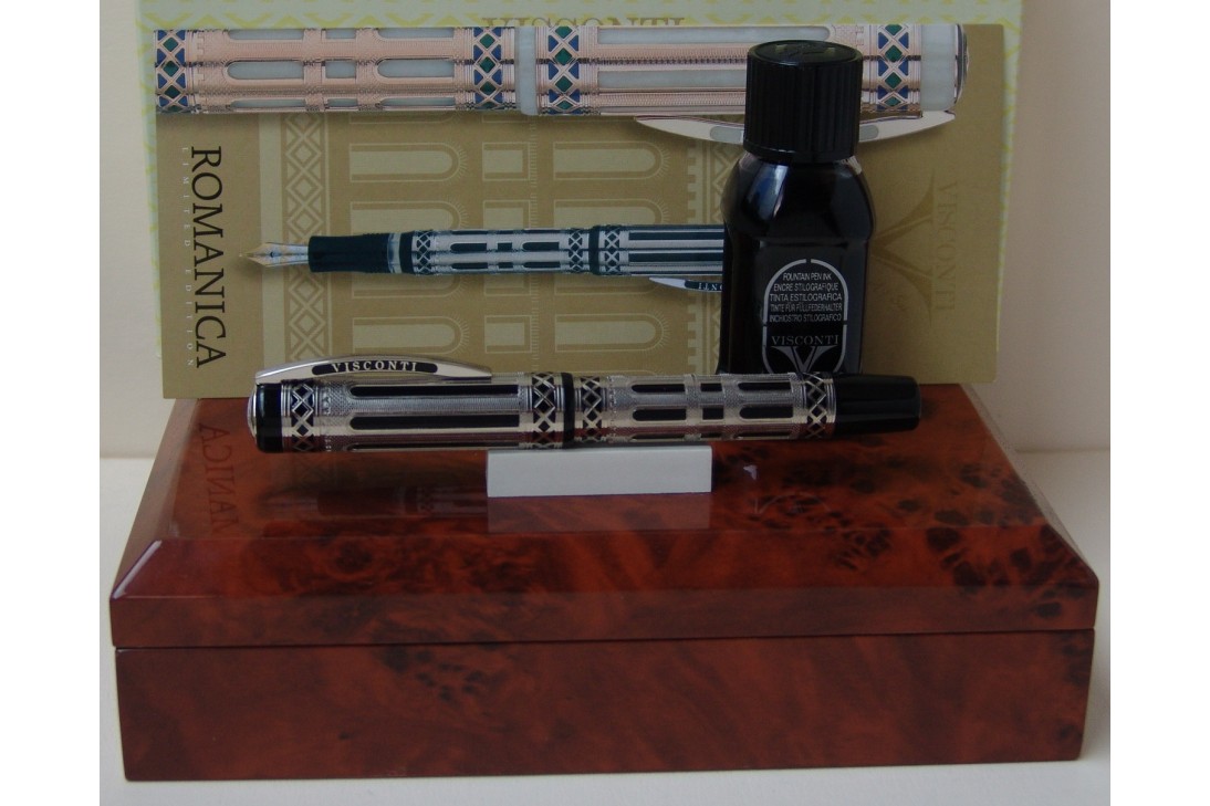 Visconti Limited Edition Romanica Silver and Black Enammels Fountain Pen