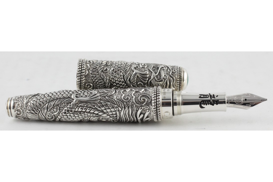 Caran d'Ache Rare Special Anniversary Edition Edouard Jud's Sterling Silver Dragon Fountain Pen