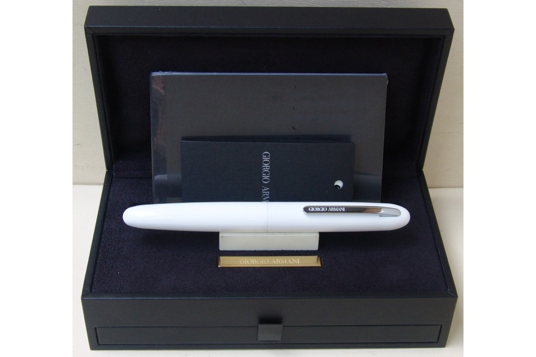 Giorgio Armani Montenapoleone White with Chrome Trim Fountain Pen