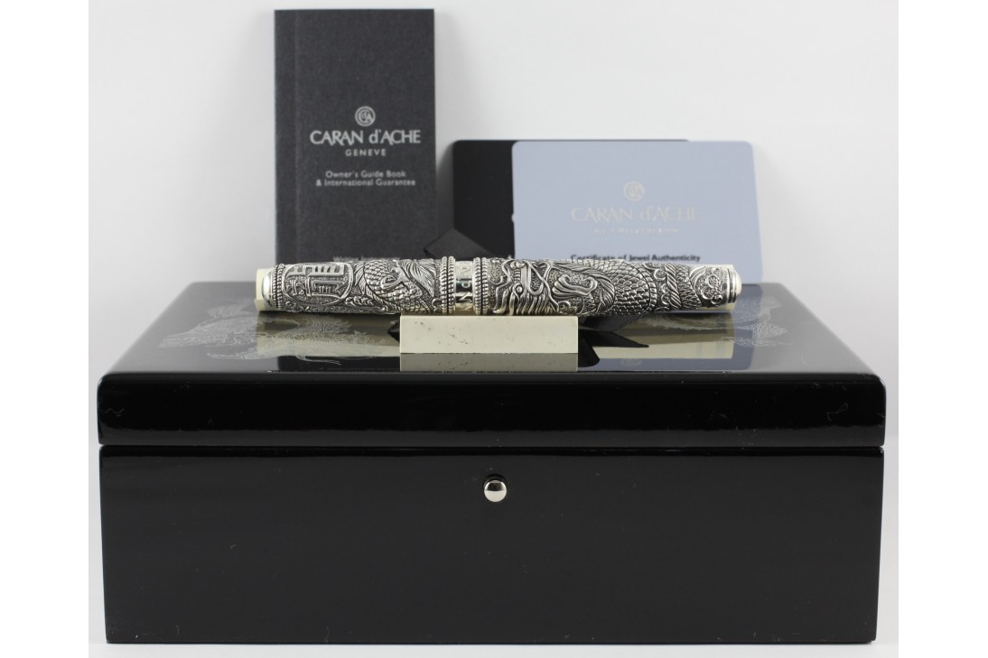 Caran d'Ache Rare Special Anniversary Edition Edouard Jud's Sterling Silver Dragon Fountain Pen