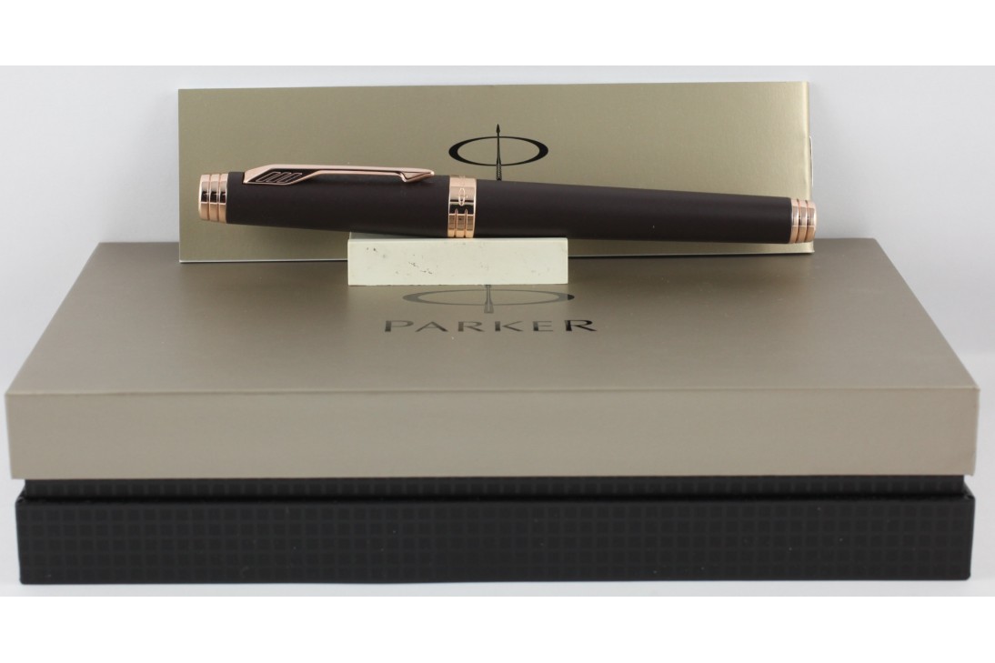 Parker Premier 13 Soft Brown Pink Gold Trim Roller Ball Pen