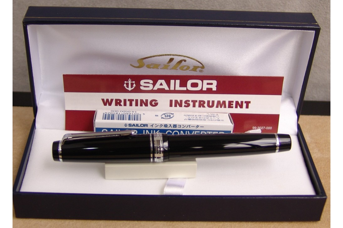 Sailor Professional Gear Black Silver Accents Fountain Pen
