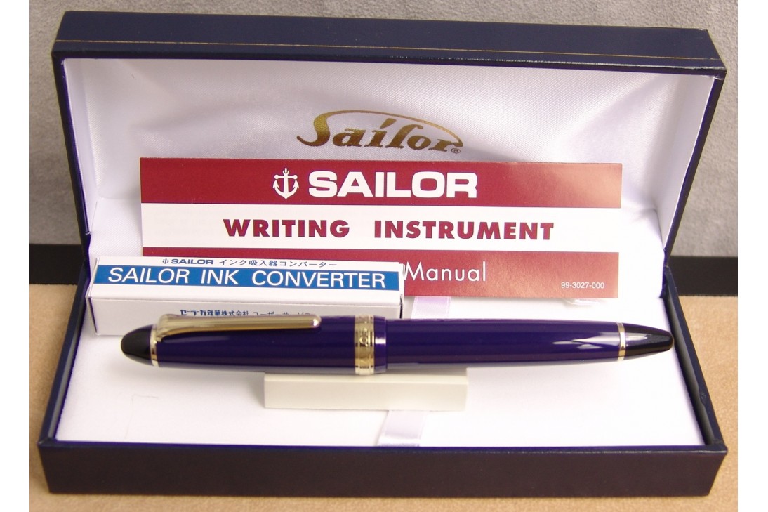 Sailor 1911 Standard Blue with Gold Trim Fountain Pen (Old Logo)