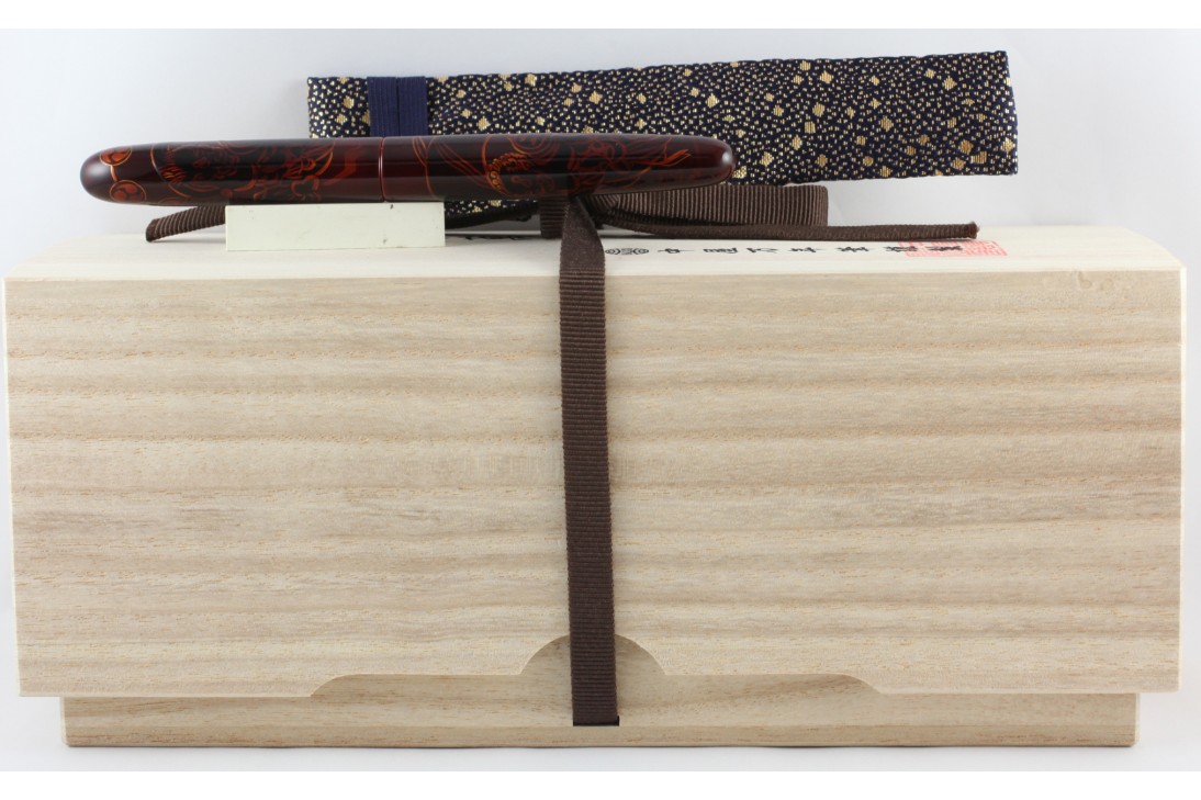 Nakaya Cigar Portable Tamesukashi Aka-Tame A Wind God and The Thunder God Fountain Pen