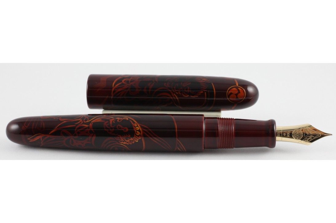 Nakaya Cigar Portable Tamesukashi Aka-Tame A Wind God and The Thunder God Fountain Pen