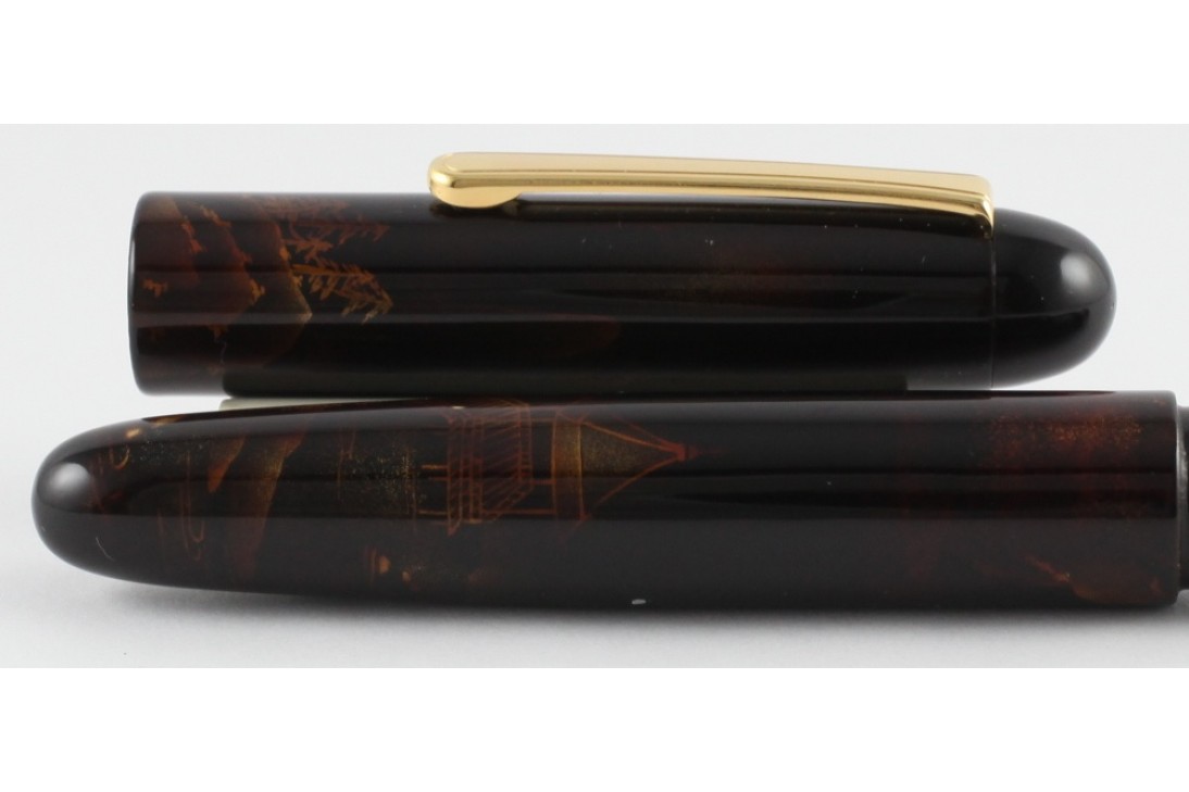 Nakaya Cigar Writer Portable Two Layers Tame Sukashi Tower Landscapes Fountain Pen