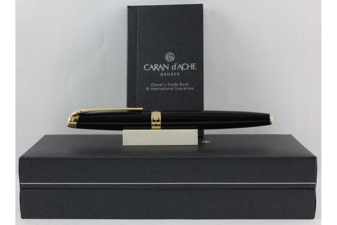 Caran d'Ache Leman Ebony Black with Gold Trim Roller Ball Pen