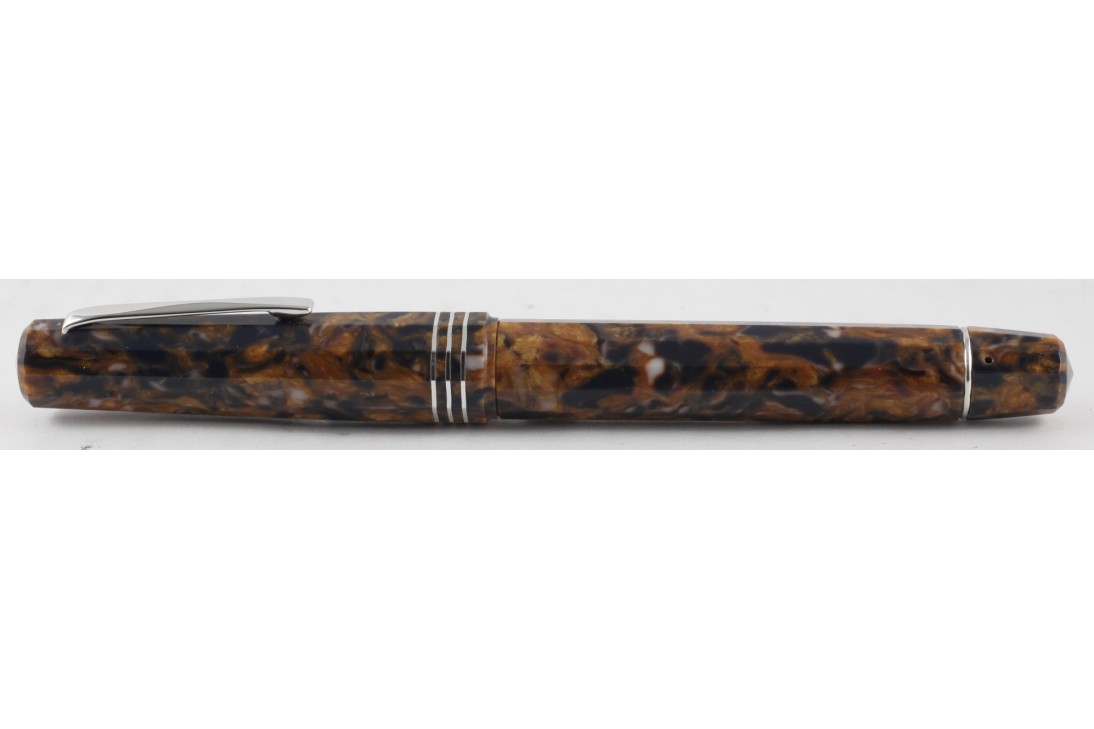 Omas Limited Edition Vintage Paragon 2014 Blue Saffron Celluloid HT Silver Trim Fountain Pen