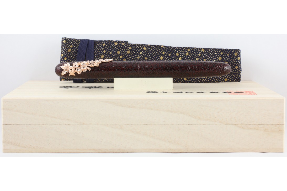 Nakaya Portable Writer  (Wisteria Stopper) Half Matte Ishime Kuro Tamenuri Fountain Pen