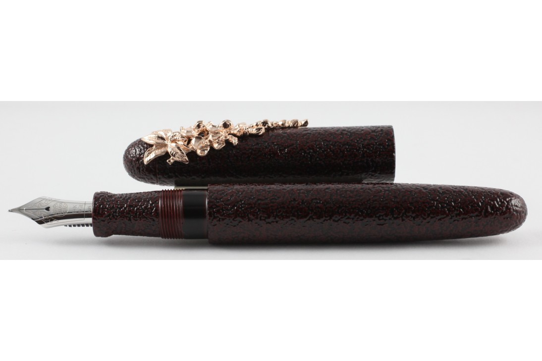 Nakaya Portable Writer  (Wisteria Stopper) Half Matte Ishime Kuro Tamenuri Fountain Pen