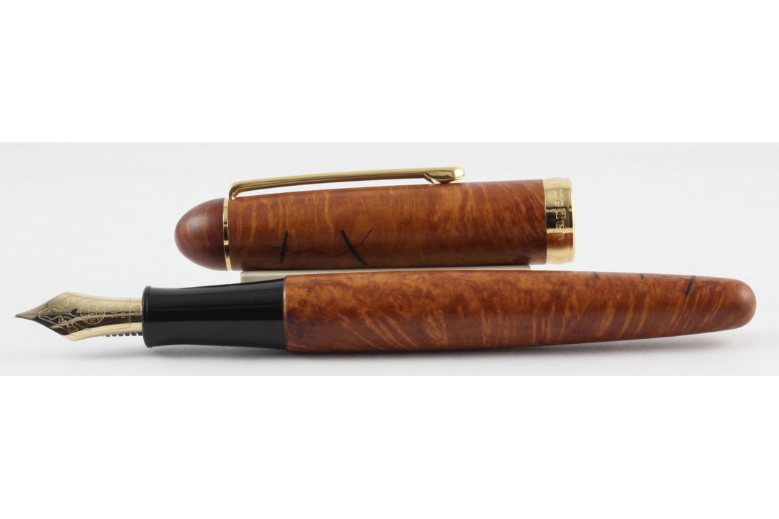 Nakaya Portable Writer Briar Marquetry Wood Patch (Wooden Inlaid Craft) Fountain Pen