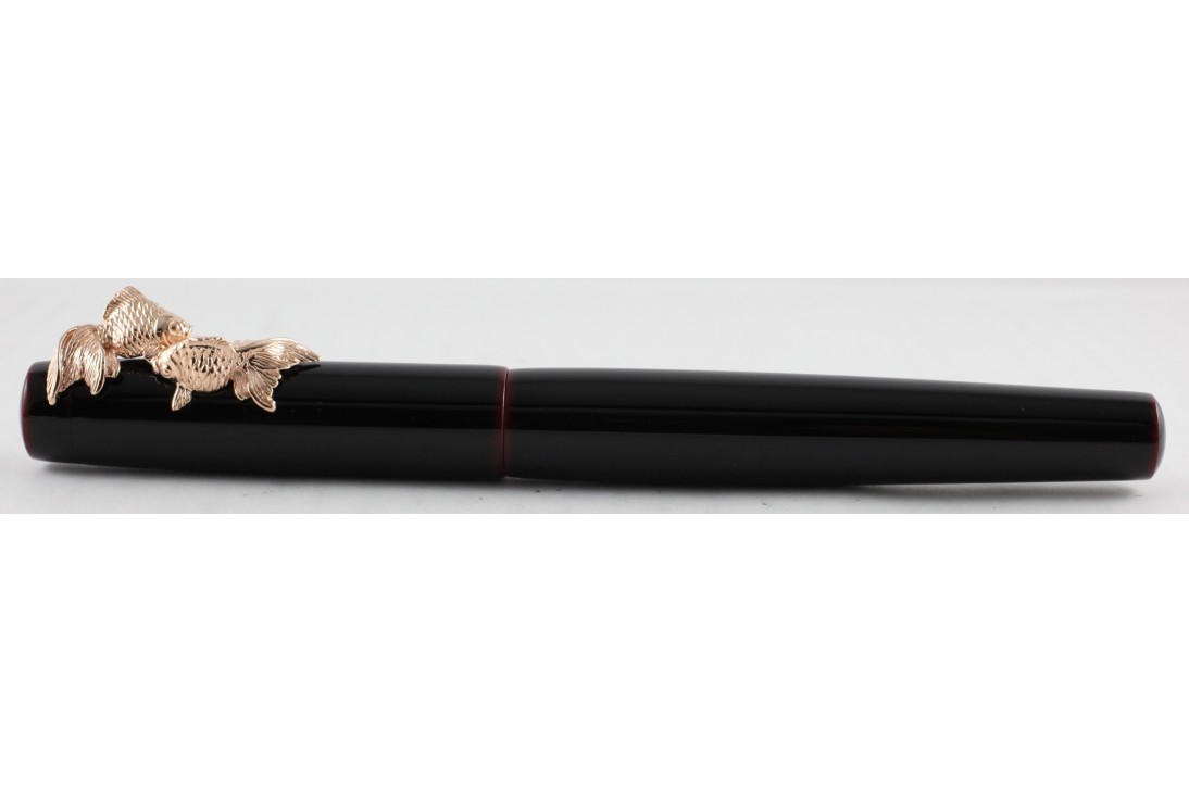 Nakaya Neo Standard Kuro-Tamenuri with Goldfish Stopper Fountain Pen