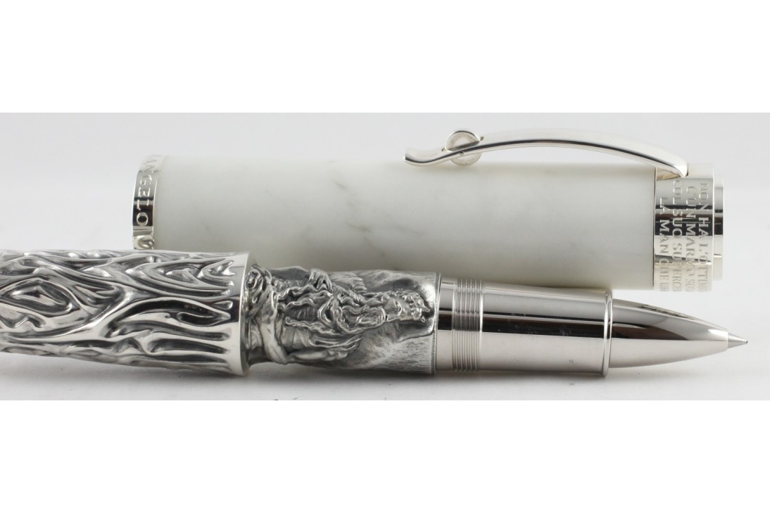 Omas Limited Edition Michelangelo Carrara Marble Silver Roller Ball Pen