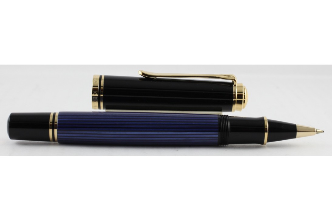Pelikan Souveran R800 Blue and Black Roller Ball Pen (New Logo)