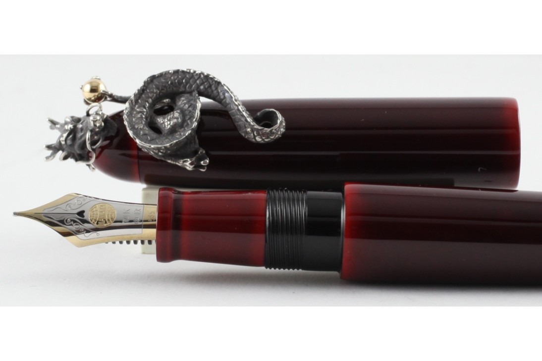 Nakaya Portable Writer Aka Tamenuri with Dragon 2 stopper Fountain Pen