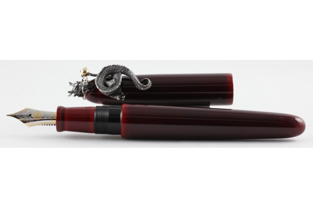 Nakaya Portable Writer Aka Tamenuri with Dragon 2 stopper Fountain Pen