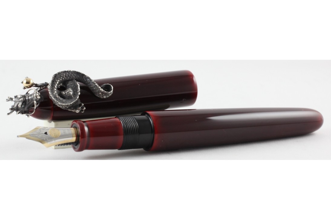 Nakaya Portable Writer Aka Tamenuri with Dragon 2 stopper Fountain Pen