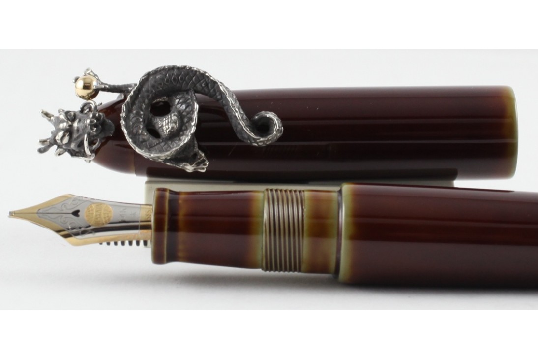 Nakaya Portable Writer Heki Tamenuri with Dragon 2 Stopper Fountain Pen