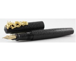 Nakaya Piccolo Long Writer Ishime Black with Dragon Stopper Fountain Pen