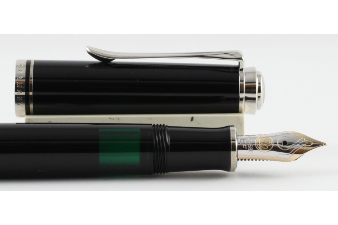 Pelikan Souveran M405 Black Silver Plated Trim Fountain Pen (New Logo)