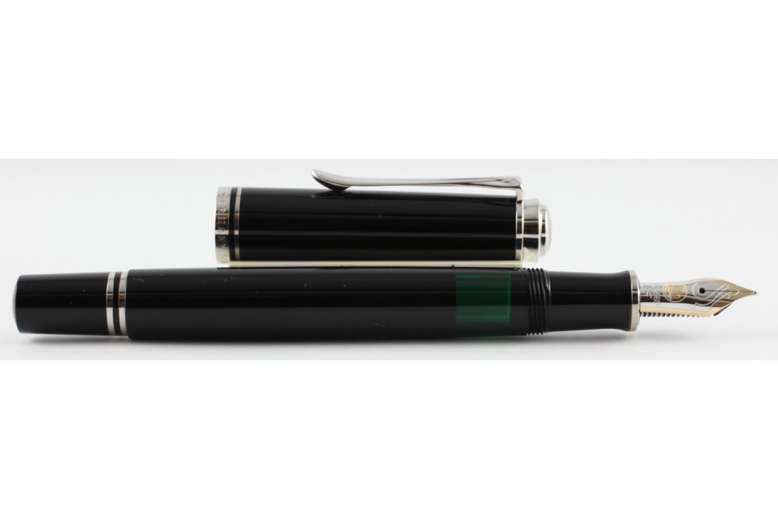 Pelikan Souveran M405 Black Silver Plated Trim Fountain Pen (New Logo)
