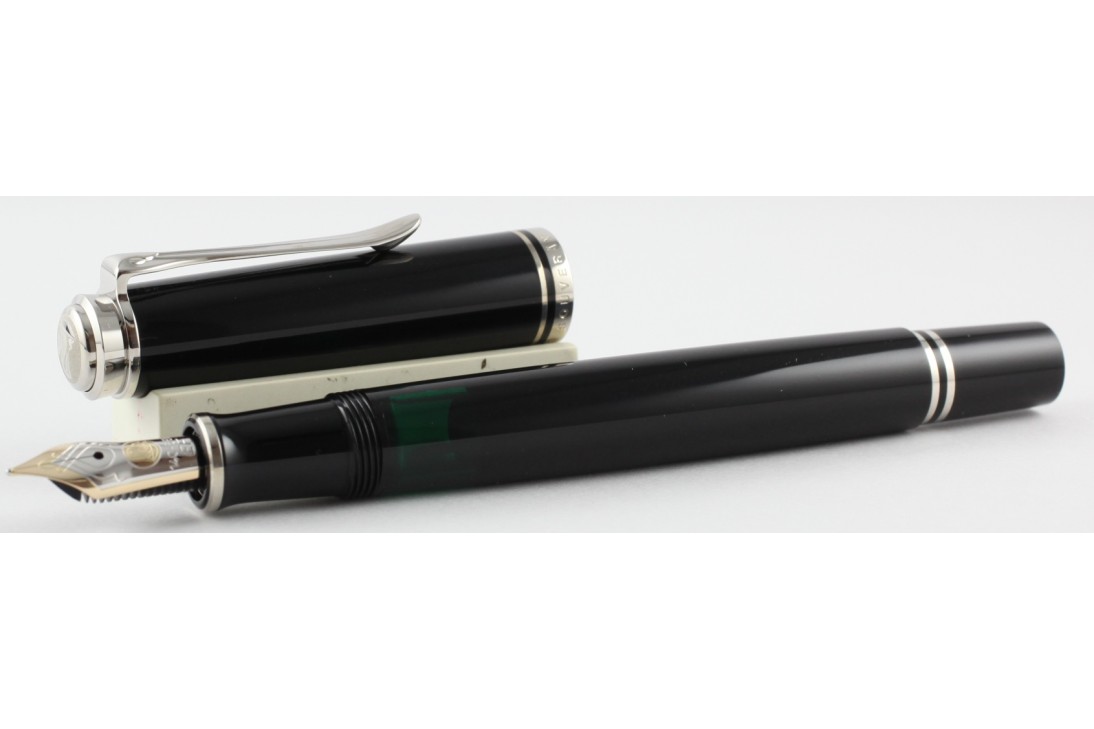 Pelikan Souveran M405 Black Silver Plated Trim Fountain Pen (New Logo)