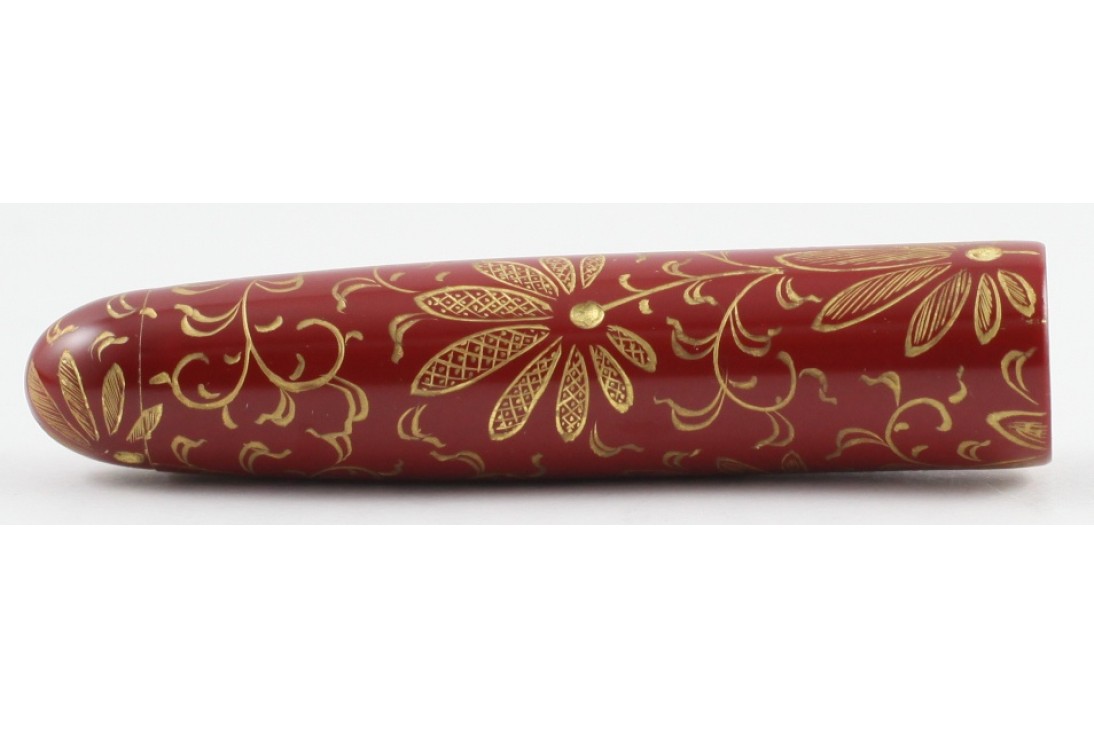 Nakaya Cigar Writer Portable Chinkin Palmet All Gold Line on Nurihanashishu Base Fountain Pen