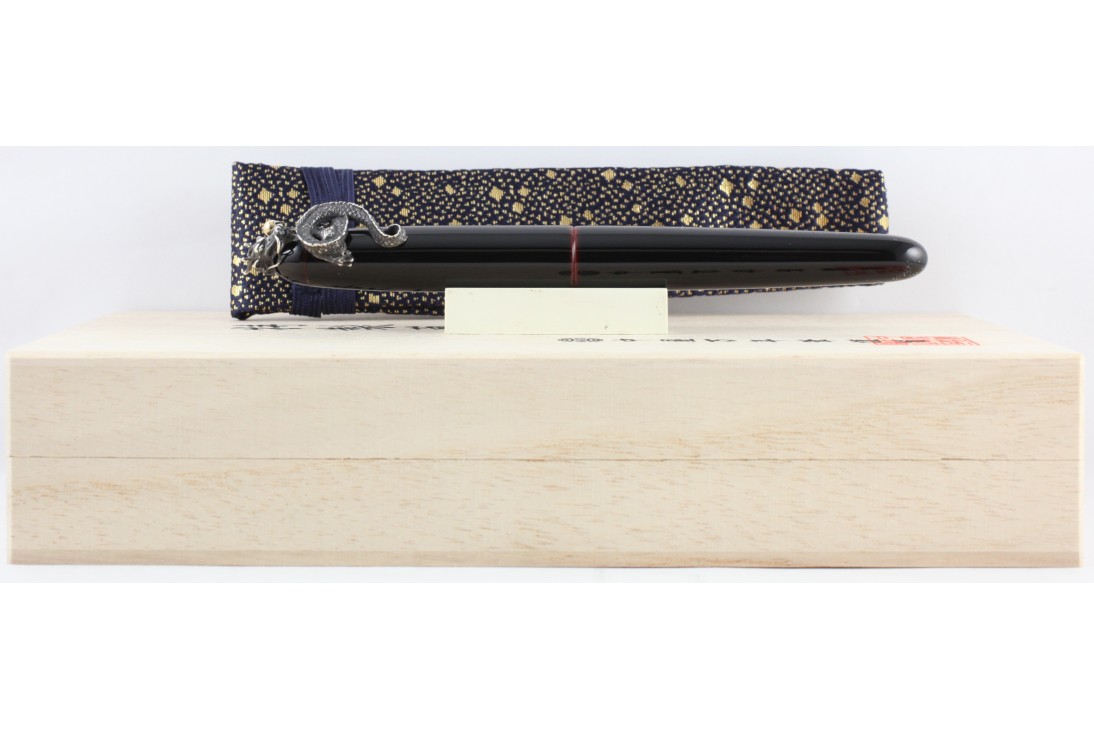 Nakaya Portable Writer Kuro Tamenuri with Dragon 2 Stopper Fountain Pen