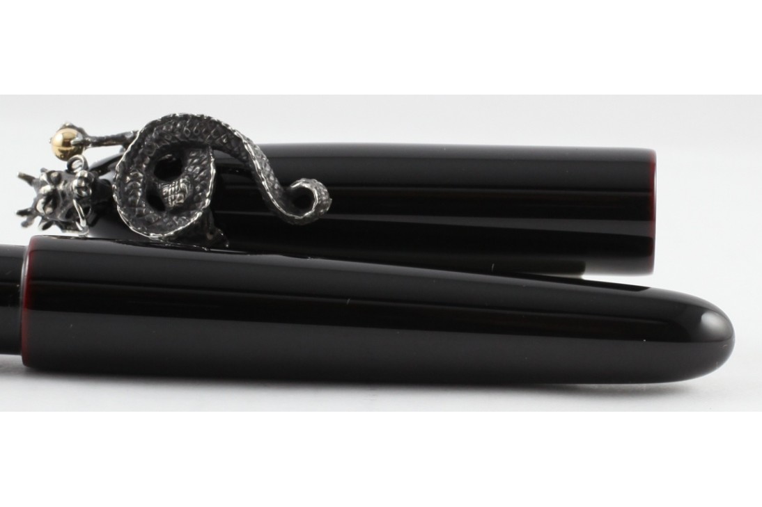 Nakaya Portable Writer Kuro Tamenuri with Dragon 2 Stopper Fountain Pen