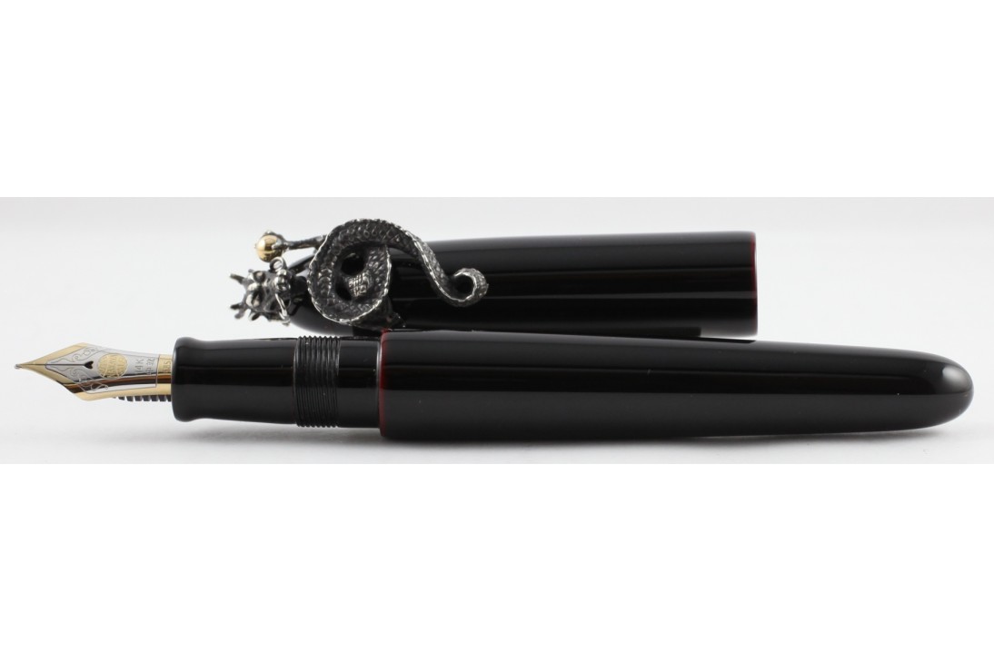 Nakaya Portable Writer Kuro Tamenuri with Dragon 2 Stopper Fountain Pen