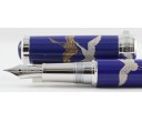 Sailor Arita Special Edition 400th Anniversary Koransha Ruri Tsurunomai (Cranes) Silver Trim Fountain Pen