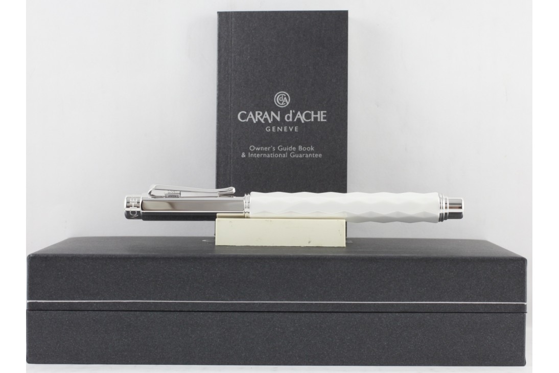 Caran d'Ache Varius Ceramic White Silver Plated Roller Ball Pen