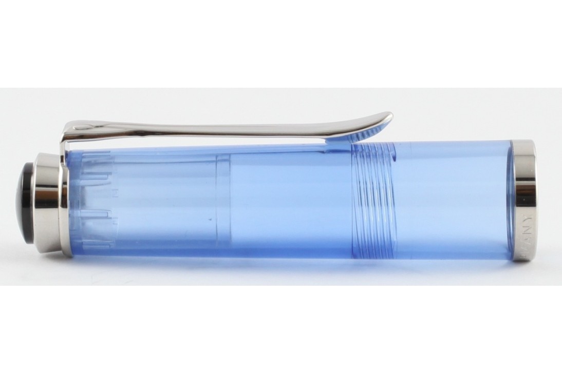 Pelikan Classic M205 Blue Demonstrator Fountain Pen New Model with Chrome Ring Top