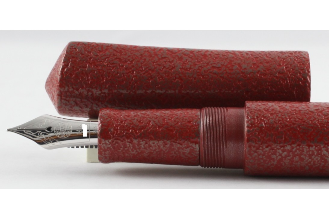 Nakaya Dorsal Fin Version 2 Ishime Silver (Tin) Red Kanshitsu Fountain Pen