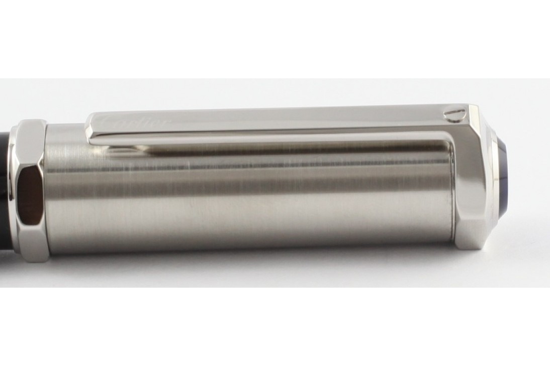Cartier OP000159 Santos-Dumont Black Composite Brushed Metal Cap Ball Pen