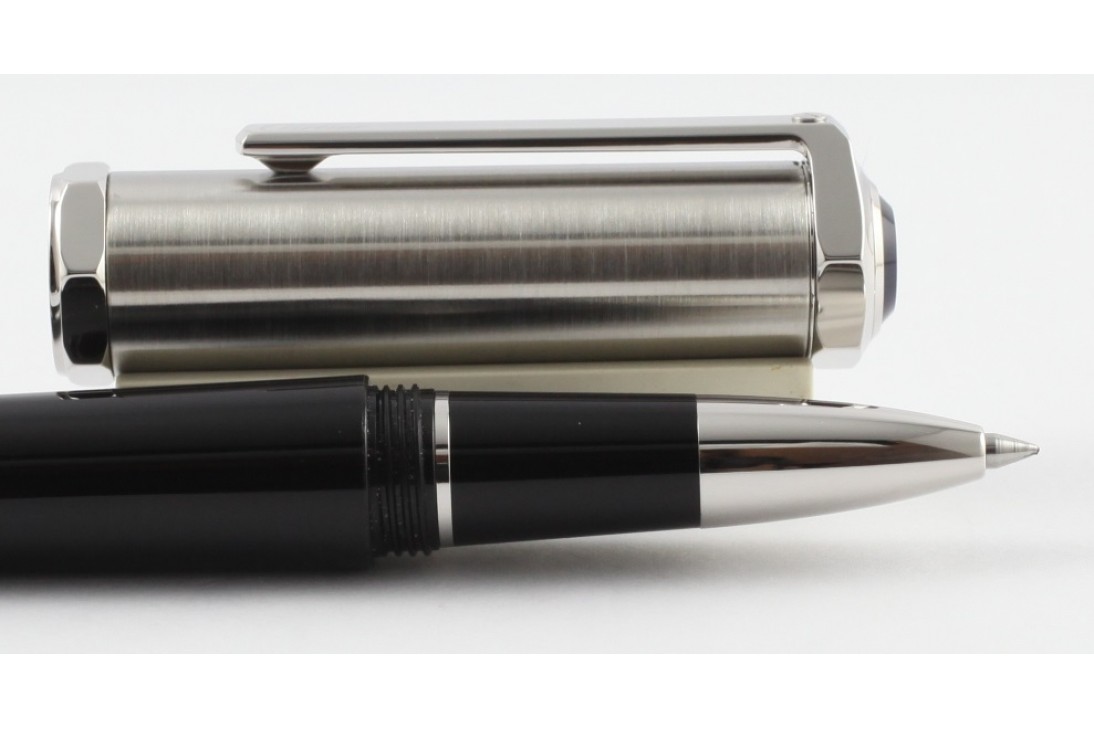 Cartier OP000052 Santos-Dumont Black Composite Brushed Metal Cap Roller Ball Pen