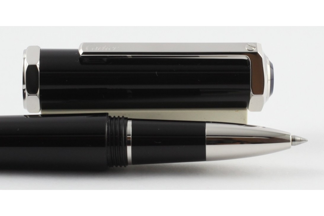 Cartier OP000156 Santos-Dumont Black Composite Palladium Finish Roller Ball Pen