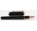 Cartier OP000158 Santos-Dumont Black Composite Pink Gold Trim Roller Ball Pen