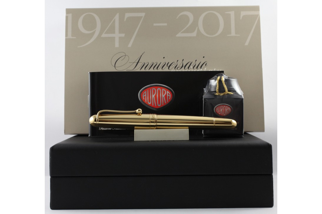 Aurora Limited Edition 88 Anniversary Gold Plated Fountain Pen with Flexible 'F' nib
