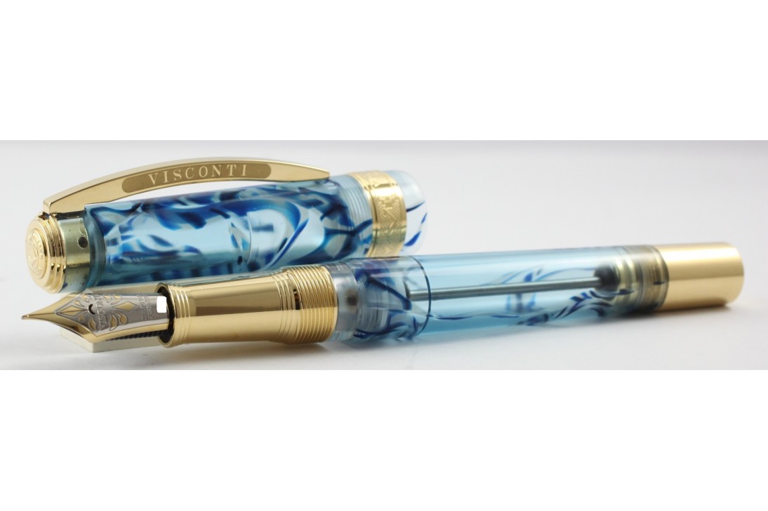 Visconti Limited Edition Manhattan Ice Blue Demonstrator Gold Trim Fountain Pen