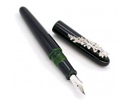 Nakaya Urushi Portable Writer Midori-Tamenuri Fountain Pen with Rhodium Wisteria Stopper