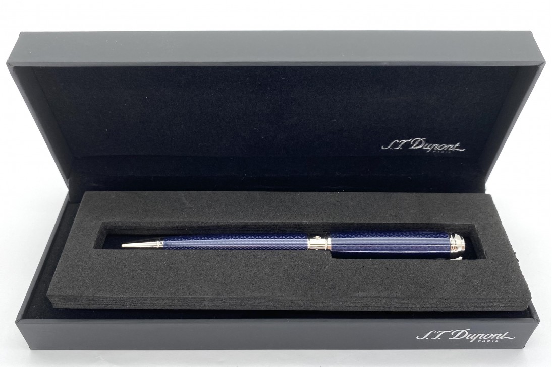 ST Dupont Line D Medium Guilloche Under Blue Lacquer Ball Pen