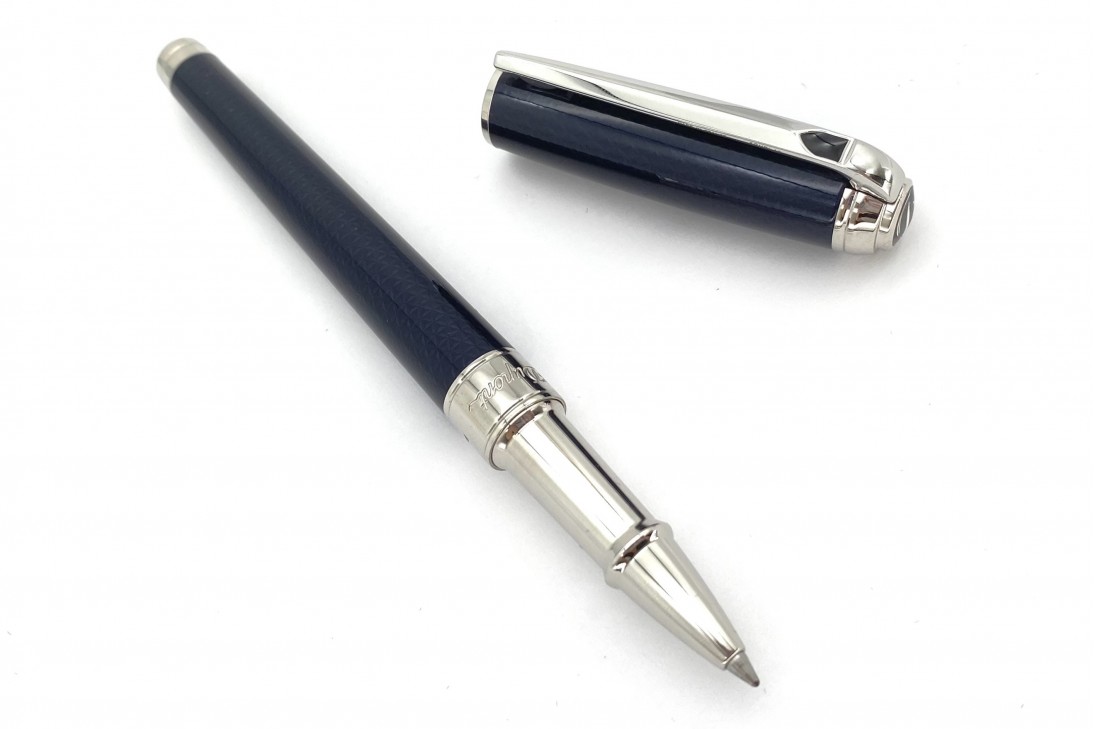 ST Dupont Line D Medium Guilloche Under Blue Lacquer Roller Ball Pen